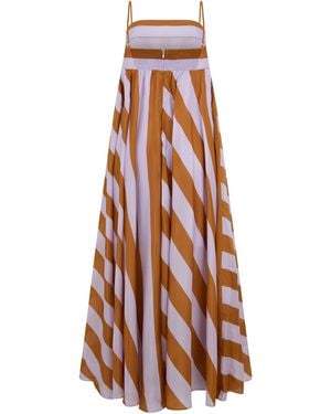 Zimmermann Long Silk Dress With Stripe Print - White