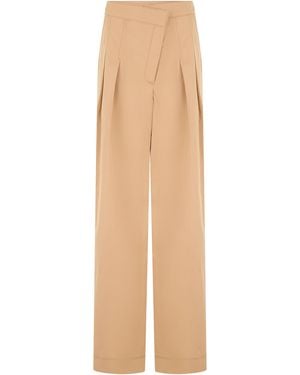 Veronica Beard Pleated Straight Trousers - Natural