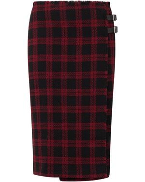 Pinko Chequered Plaid Midi Skirt With Side Zip