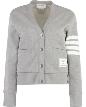 Thom Browne Cardigan in cotone con logo - Grigio
