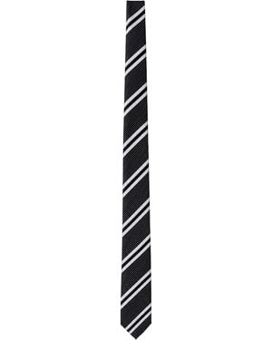 Saint Laurent Striped Tie - Black
