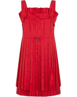 Fendi Pleated Short Dress - Red
