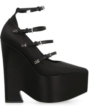Versace Satin Wedge Court Shoes - Black