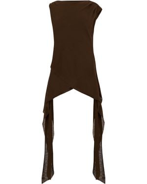 Ganni Asymmetric Top With Ruffle - Black