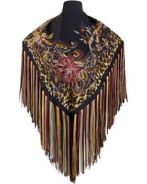 Etro Scialle in seta con frange - Multicolore