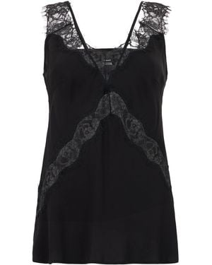Pinko Top With Lace Embroidery - Black