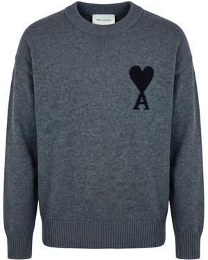 Ami Paris Crew Neck Sweater - Gray