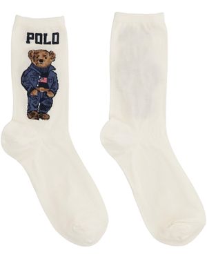 Polo Ralph Lauren Calzini in misto cotone con logo - Bianco
