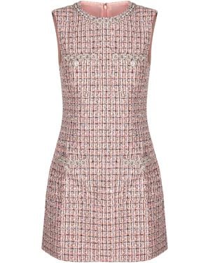 Self-Portrait Mini Bouclé Dress - Pink