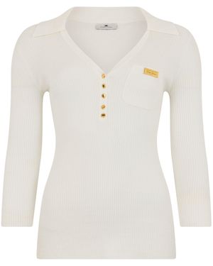 Elisabetta Franchi Slim Fit Polo Shirt - White