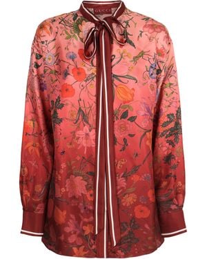 Gucci Silk Shirt With Flora Print - Red