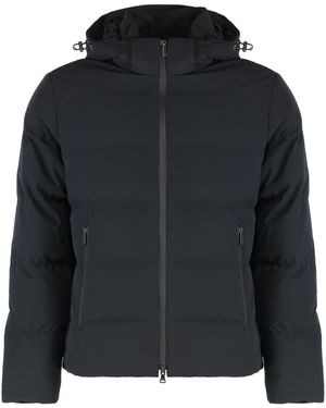 Paul & Shark Hooded Short Down Jacket Polyester; Elastane Padded - Black
