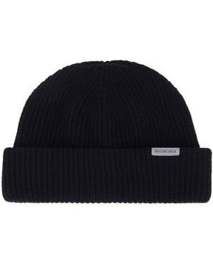 Balenciaga Berretto in lana a coste - Nero