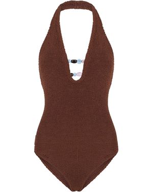 Hunza G Swimsuit Adriana With Beads - Brown
