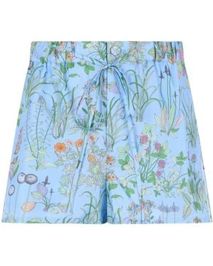Gucci Silk Printed Twill Bermuda - Blue
