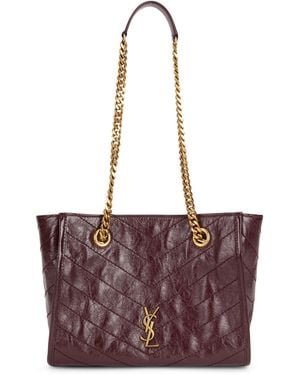Saint Laurent Niki Tote Bag With Quilted Chevron Pattern - Purple