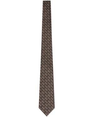 Gucci Silk Jacquard Tie With Monogram - Brown