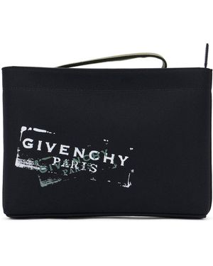 Givenchy Clutch in cotone con logo - Nero
