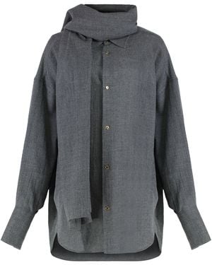 DARKPARK Georgia Shirt With Removable Wool Scarf - Grey
