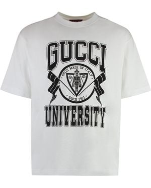 Gucci Ribbed Crew-Neck Cotton T-Shirt - Grey