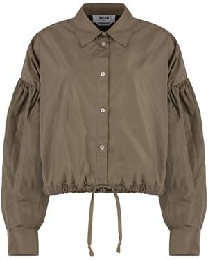 MSGM Camicia in taffetà - Marrone