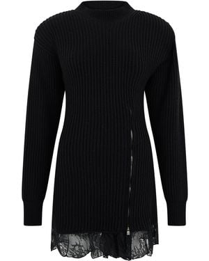 GIUSEPPE DI MORABITO Wool Knit Dress With Lace Insert - Black