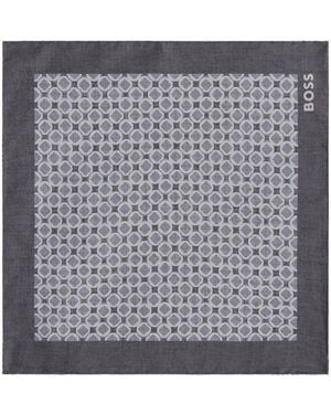 BOSS Silk Scarf With Print - Grey