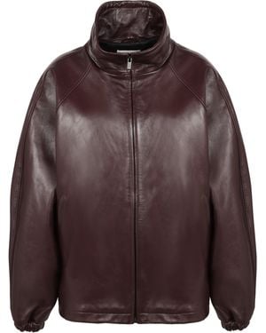 Magda Butrym Bomber Leather Jacket - Brown