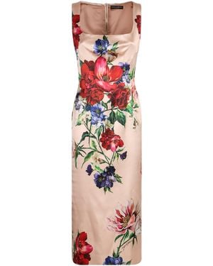Dolce & Gabbana Printed Satin Dress - Pink