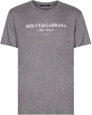 Dolce & Gabbana T-shirt in cotone con logo - Grigio