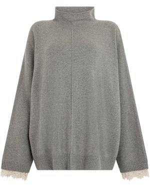 Alberta Ferretti Oversized Sweater With High Collar - Gray