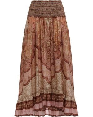 Zimmermann Maxi Skirt With Ruffles Wanderlust - Brown