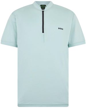 BOSS T-Shirt With Zip Collar - Blue