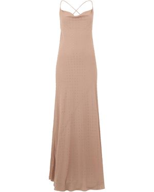 Pinko Long Dress With Rhinestones - Natural