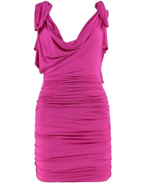 The Attico Draped Jersey Dress - Purple