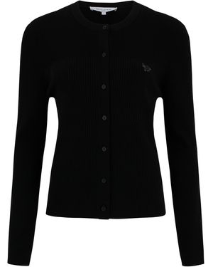 Maison Kitsuné Ribbed Crewneck Cardigan - Black