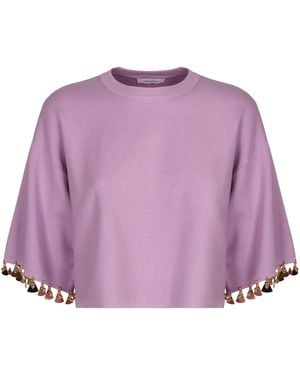 Rabanne Cotton Blend Crew-Neck Sweater - Purple