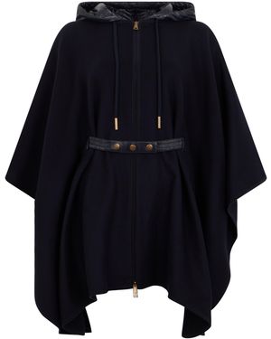 Moncler Mantella con cappuccio e cintura - Blu