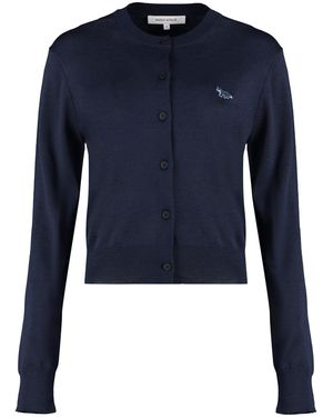 Maison Kitsuné Cardigan in lana - Blu