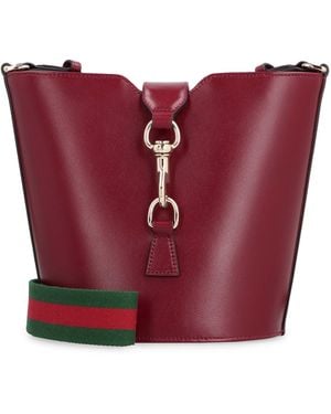 Gucci Mini Leather Bucket Bag With-Tone Hardware And Adjustable Strap - Purple