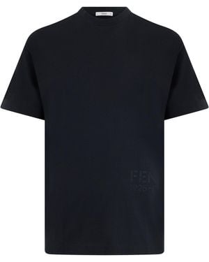 Fendi Short-Sleeved Cotton T-Shirt- T-Shirts And Polos - Black