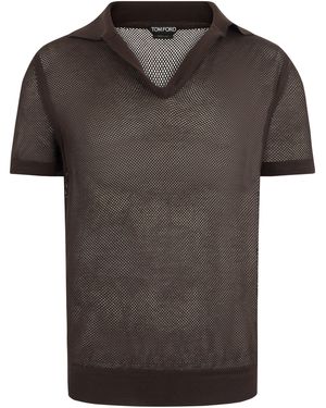 Tom Ford Mesh Cotton And Silk T-Shirt - Black