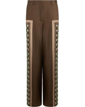 Tory Burch Silk Satin Pants - Brown