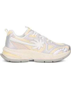 Palm Angels Palm Runner Mesh Trainers With Leather Inserts - White