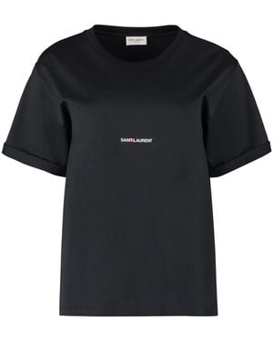 Saint Laurent Cotton Logo T-Shirt - Black