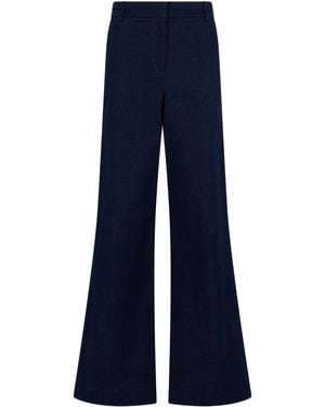 Veronica Beard Bell-Bottom Denim Trousers - Blue