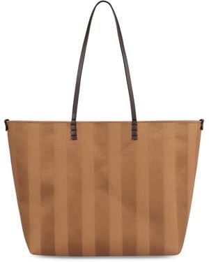 Fendi Reversible Canvas Leather Tote - Brown