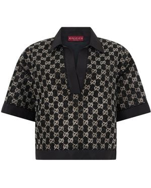 Gucci Tweed Lamé Top Viscose Blouses - Black