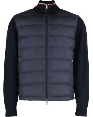 Moncler Cardigan With Padded Front Panel - Blue