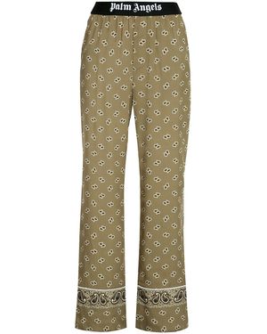 Palm Angels Paisley Motif Elastic Waist Trousers For - Green
